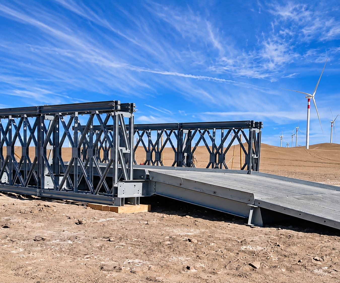 Puente mecano de Edimetal instalado en faena del desierto con parque eólico
